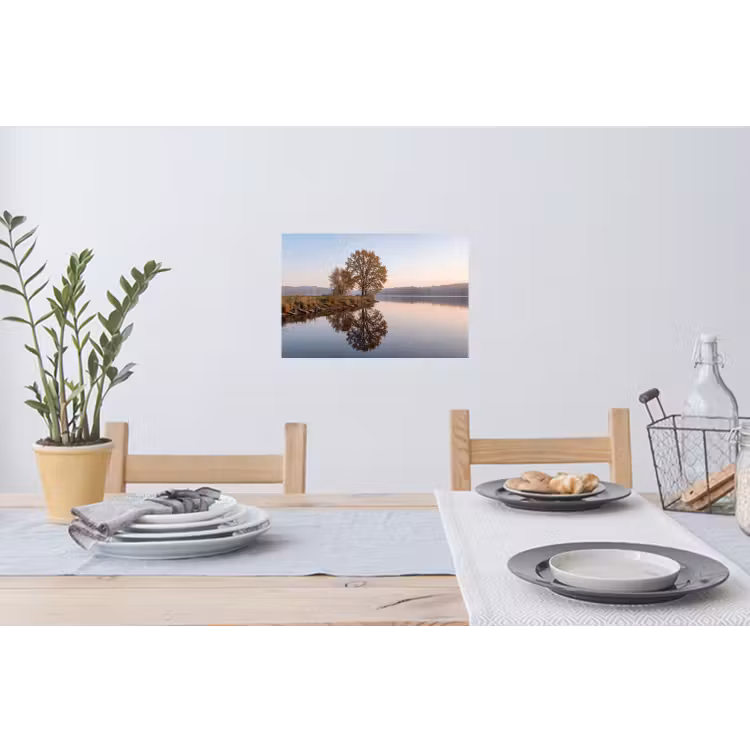 Muursticker - Bomen - Reflectie - Water - Zonsopgang - Serene — 3