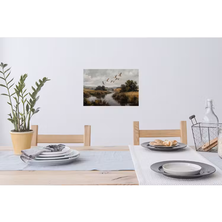 Muursticker - Eenden - Rivier - Landschap - Vlucht - Nostalgisch — 3