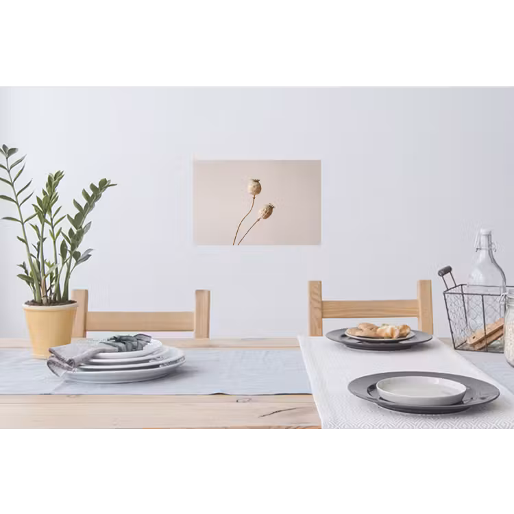 Muursticker - Papaverbollen - Droogbloemen - Minimalistisch - Beige - Rustig — 3
