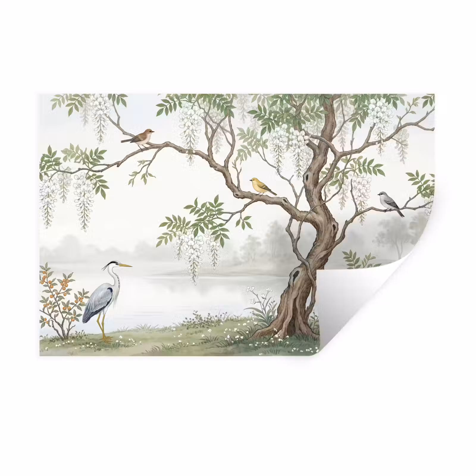 Muursticker - Reiger - Landschap - Groen — 1