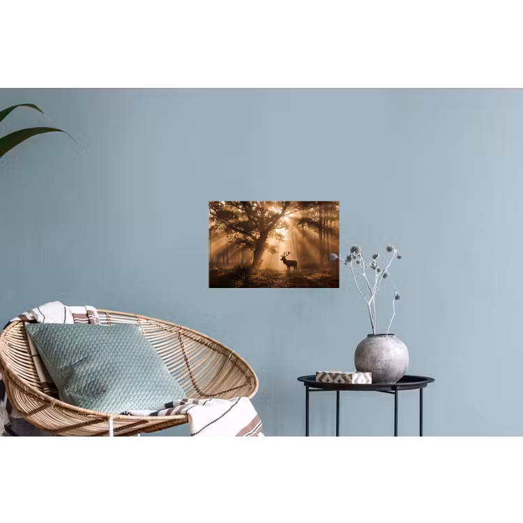 Muursticker - Hert - Bos - Mistig - Natuur - Goud — 4