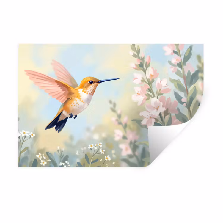Muursticker - Kolibrie - Illustratie - Kleurrijk — 1