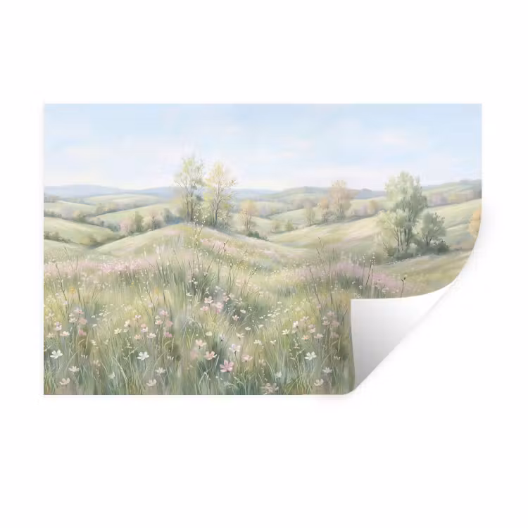 Muursticker - Bloemen veld - Bloemen - Groen — 1