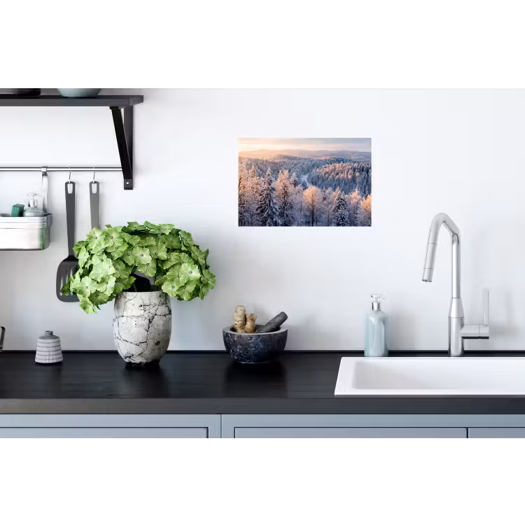 Muursticker - Bos - Bergen - Goud - Winter - Warm — 2