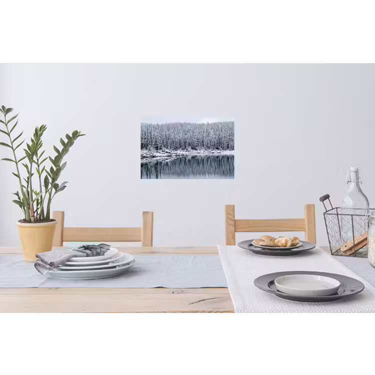 Muursticker - Bos - Reflectie - Meer - Winter - Serene — 3