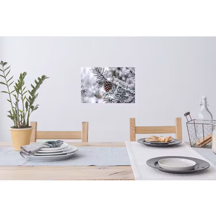 Muursticker - Dennenappel - Tak - Sneeuw - Winter - Sfeervol — 3