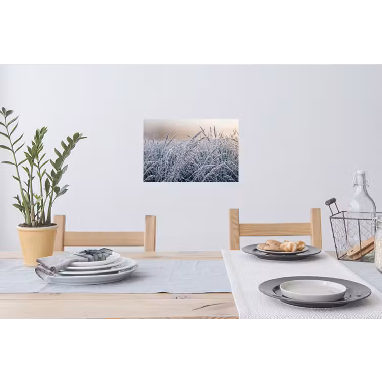 Muursticker - Rijp - Gras - Kristallen - Winter - Minimalistisch — 3