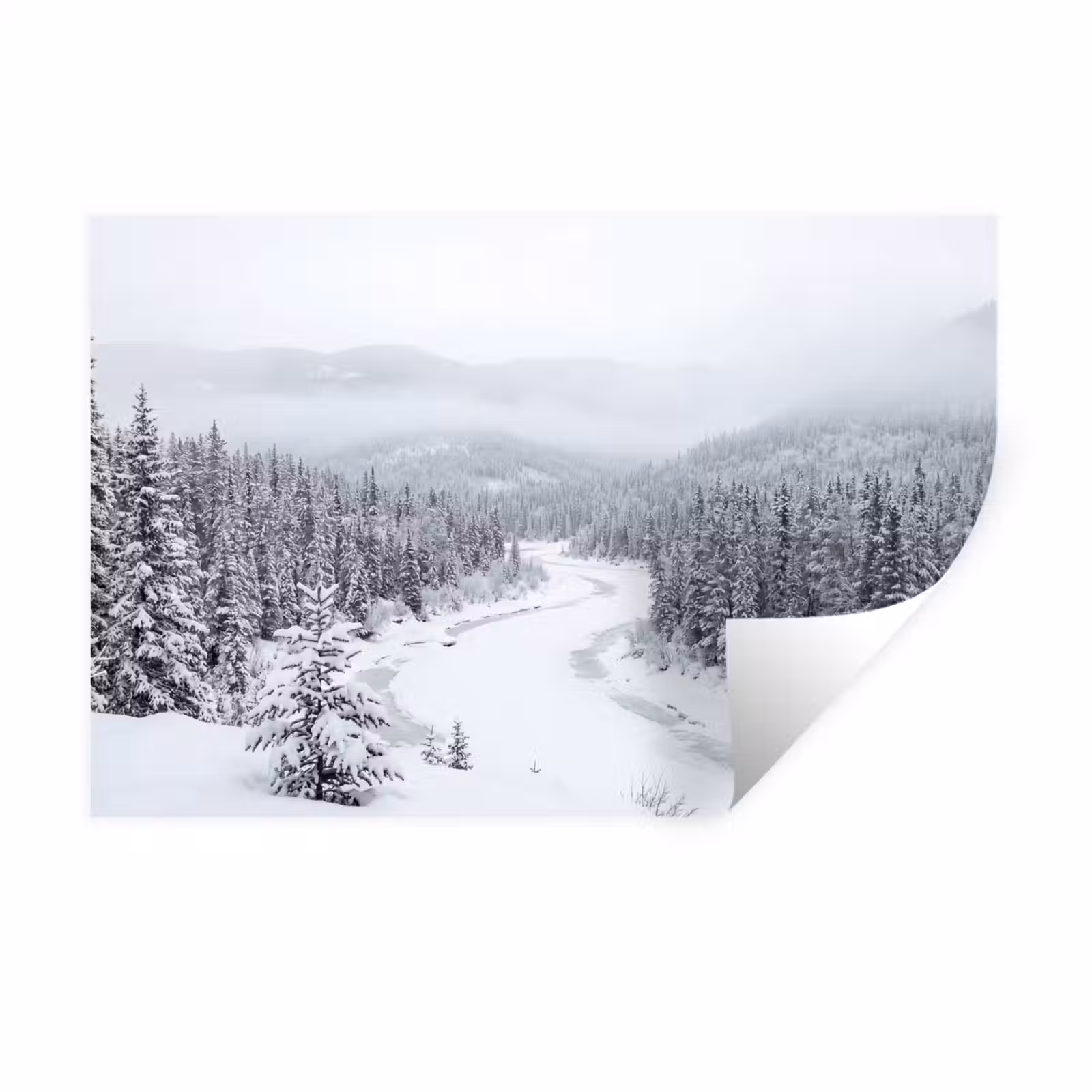 Muursticker - Rivier - Bevroren - Landschap - Winter — 1