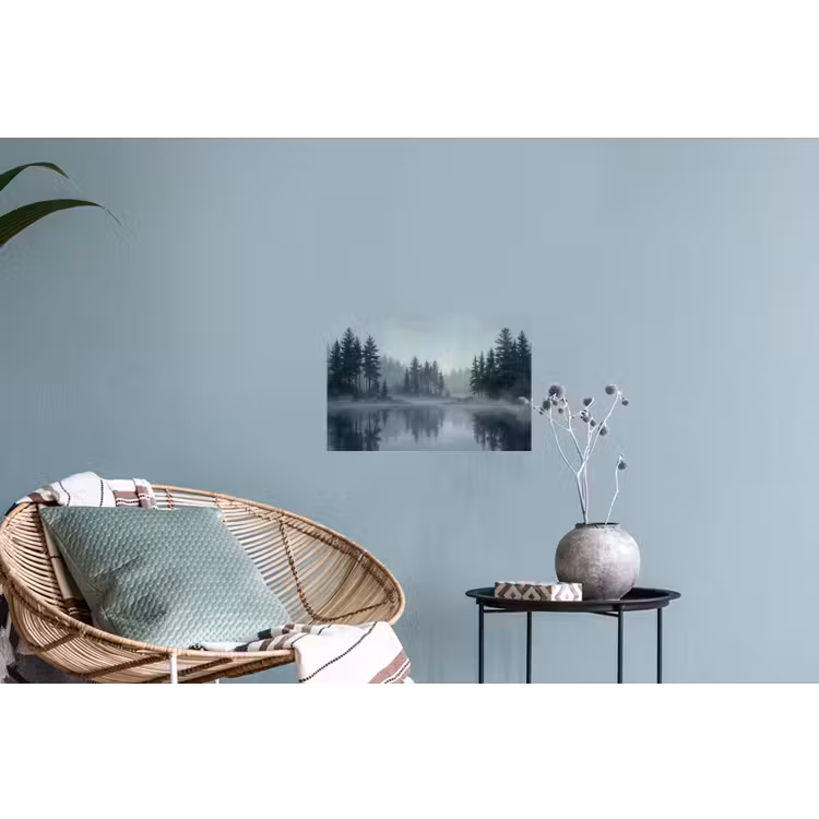 Muursticker - Bos - Meer - Mist - Natuur - Grijs — 4