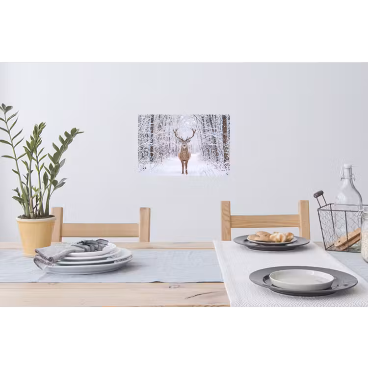 Muursticker - Hert - Winter - Bos - Natuur - Wit — 3