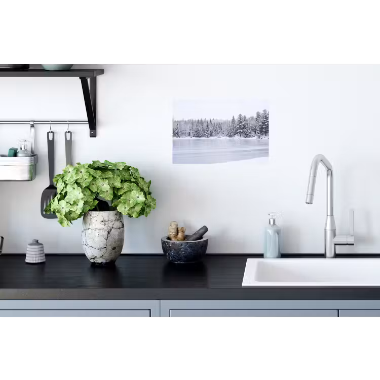 Muursticker - Meer - Dennen - IJs - Winter - Rustgevend — 2