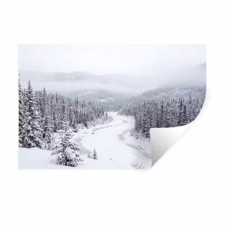 Muursticker - Rivier - Bevroren - Landschap - Winter — 1