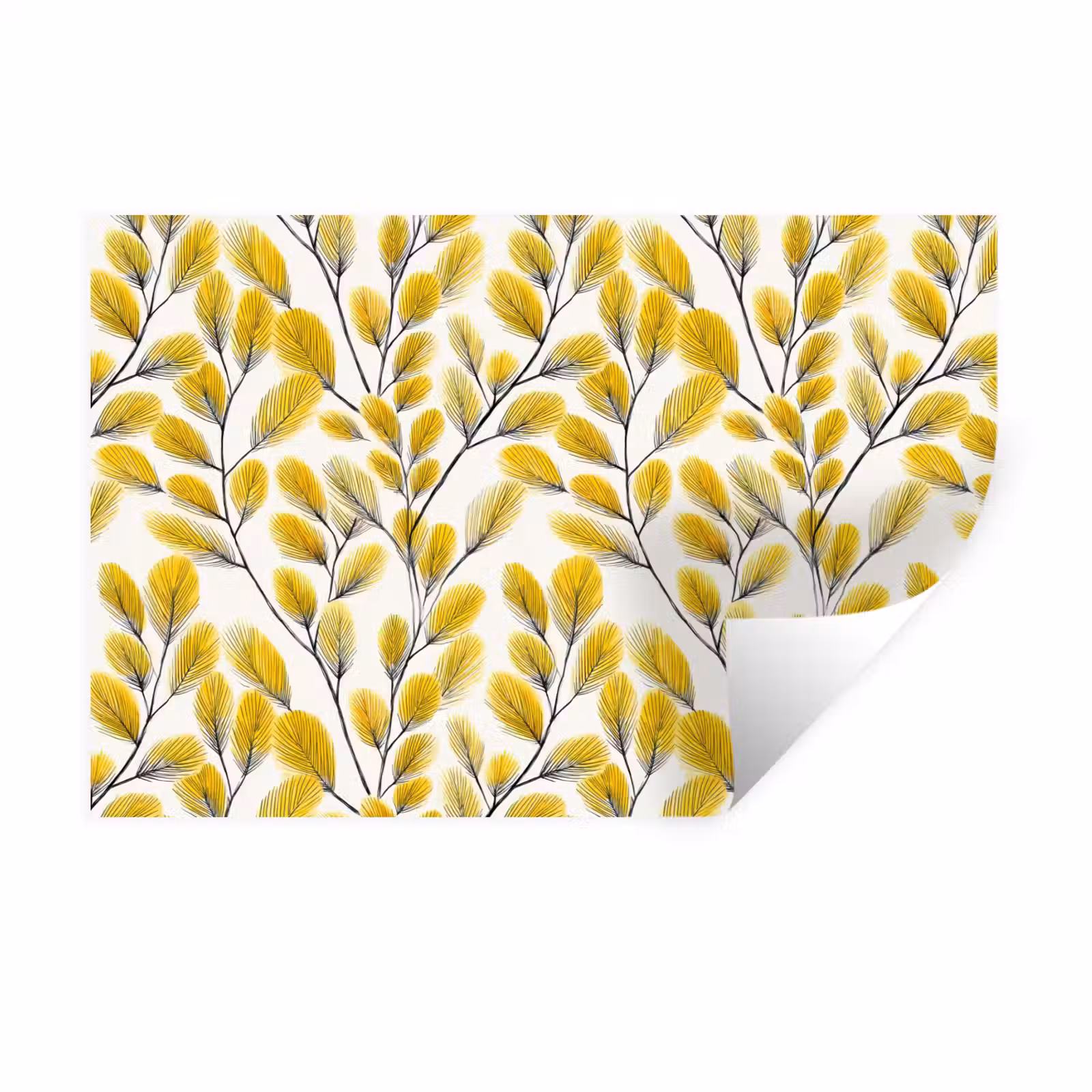 Muursticker - Bladeren - Botanisch - Elegant - Geel - Zwart — 1