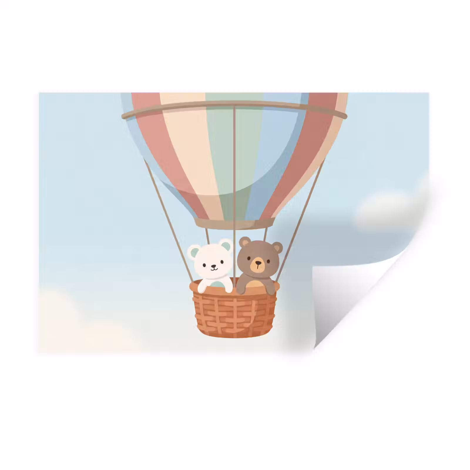 Muursticker - Luchtballon - Beren - Pastel — 1