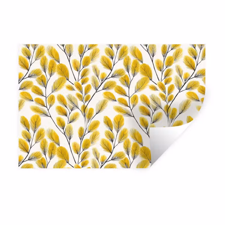 Muursticker - Bladeren - Botanisch - Elegant - Geel - Zwart — 1
