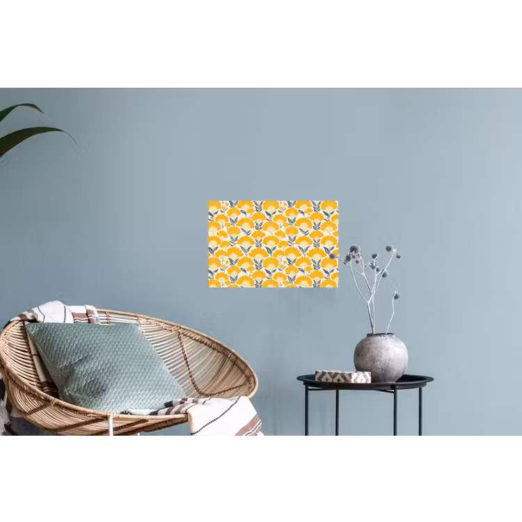 Muursticker - Bloemen - Retro - Botanisch - Okergeel - Grijs — 4