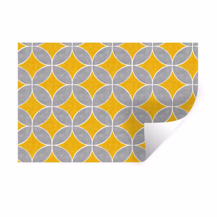 Muursticker - Geometrisch - Cirkels - Textuur - Grijs - Geel — 1