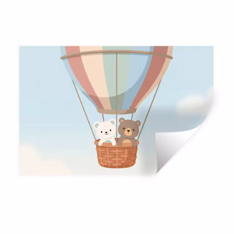 Muursticker - Luchtballon - Beren - Pastel — 1