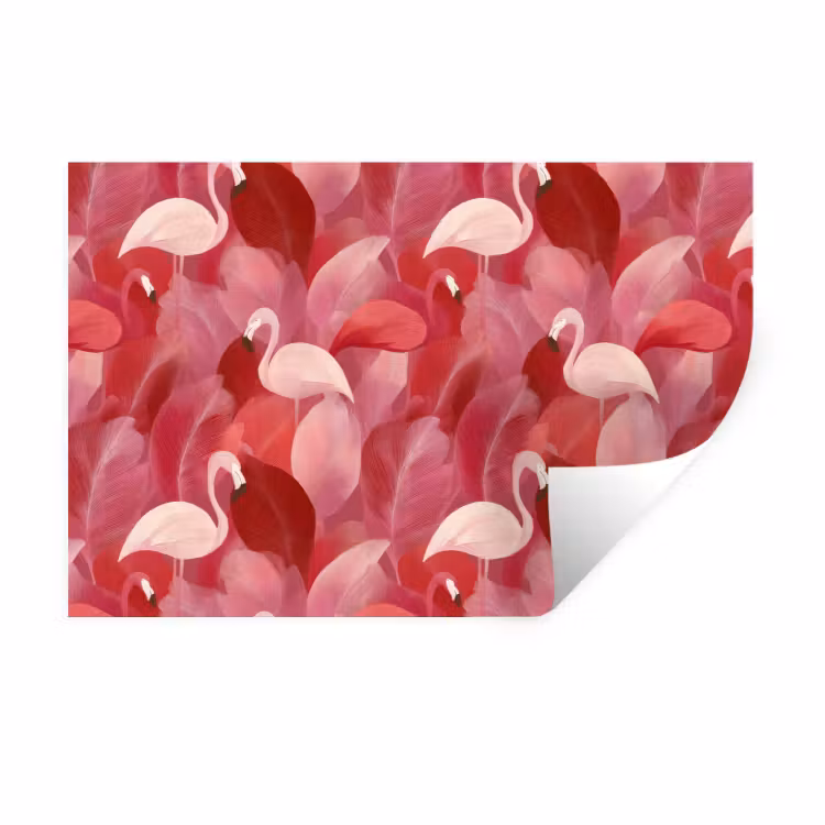 Muursticker - Flamingo - Botanisch - Elegant - Roze - Rood — 1