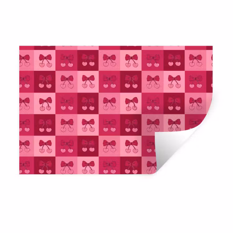 Muursticker - Kersen - Strikjes - Speels - Roze - Bordeaux — 1