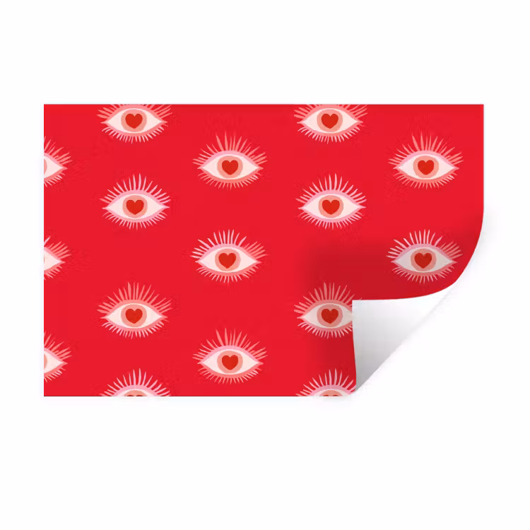 Muursticker - Ogen - Hart - Abstract - Rood - Roze — 1