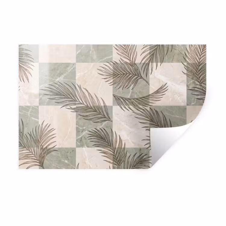 Muursticker - Planten - Bladeren - Marmer - Modern - Groen — 1