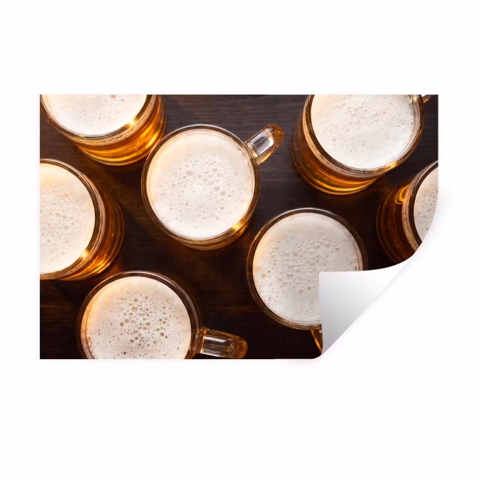 Muursticker - Bier - Glazen - Schuim - Hout - Drank — 1