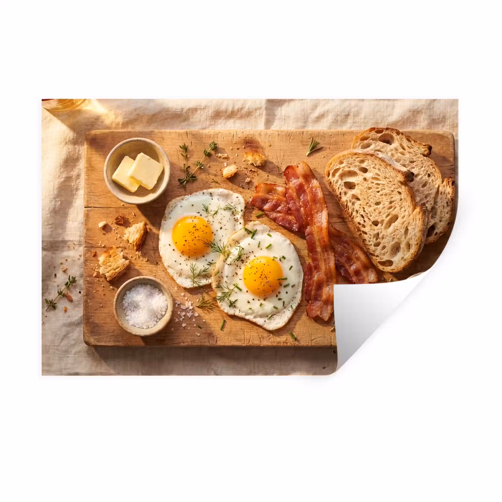 Muursticker - Eten - Ontbijt - Hout - Rustiek - Geel — 1