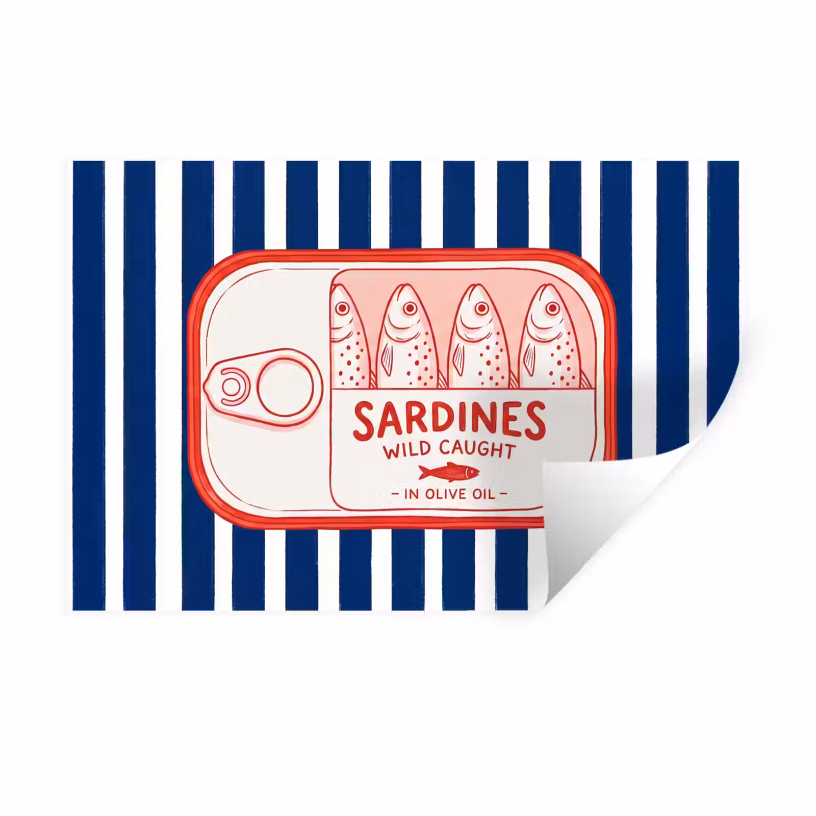 Muursticker - Eten - Vis - Blik - Illustratie - Rood — 1