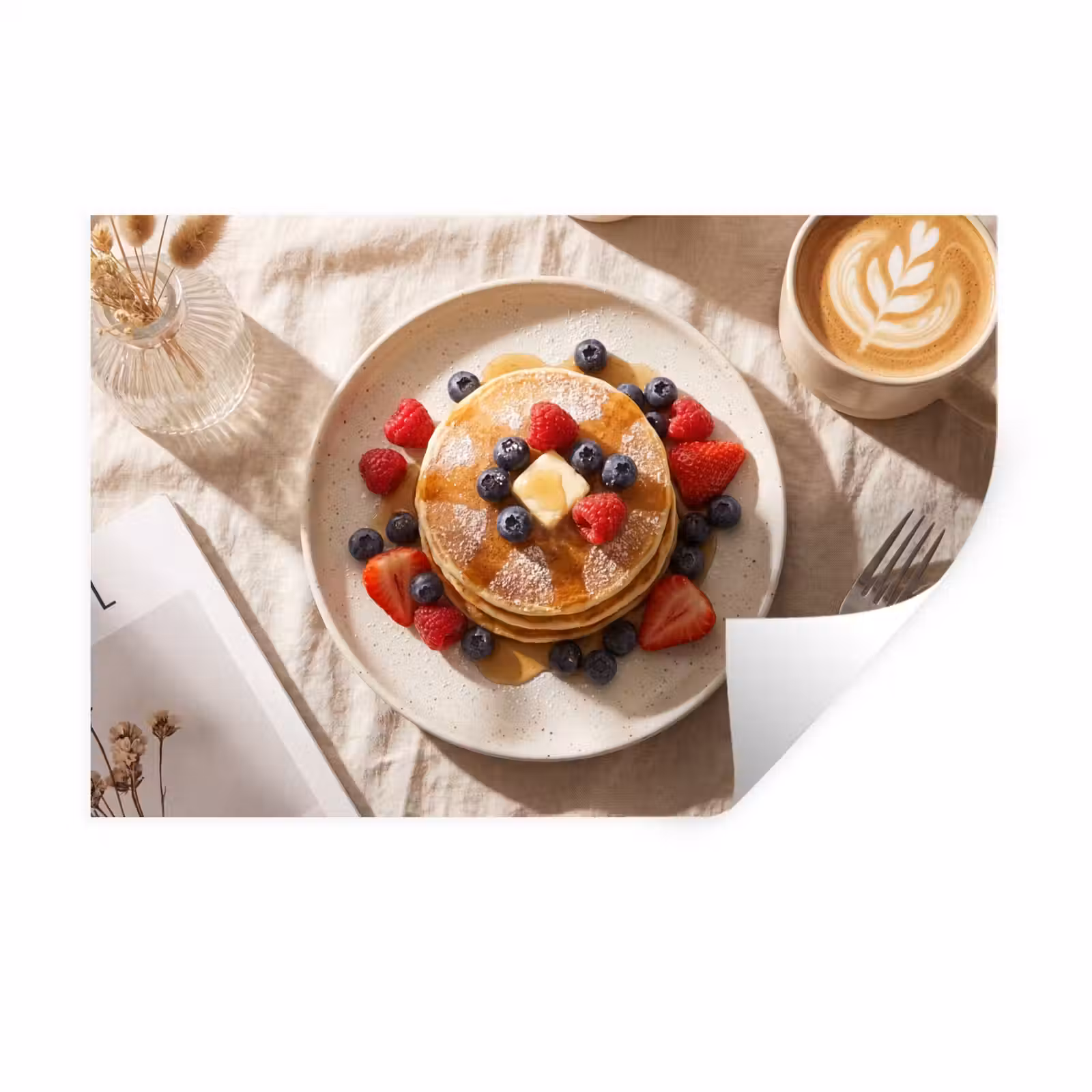 Muursticker - Pannenkoeken - Bessen - Ontbijt - Modern - Beige — 1