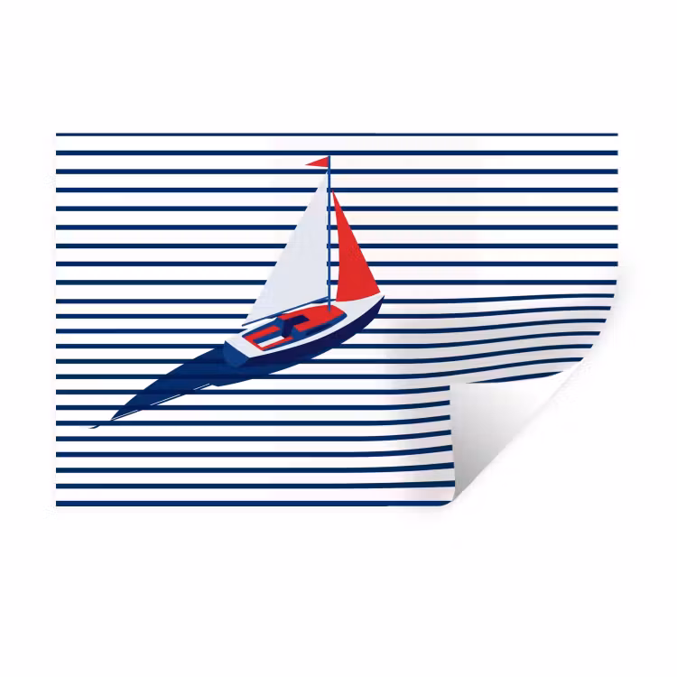 Muursticker - Boot - Water - Abstract - Blauw — 1