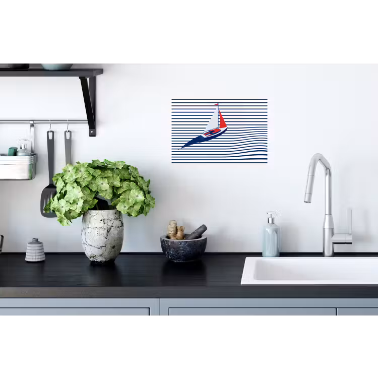Muursticker - Boot - Water - Abstract - Blauw — 2