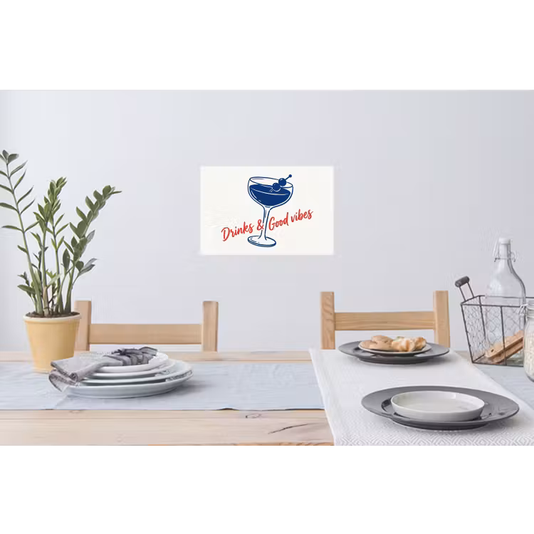 Muursticker - Cocktail - Glas - Illustratie - Blauw - Wit — 3