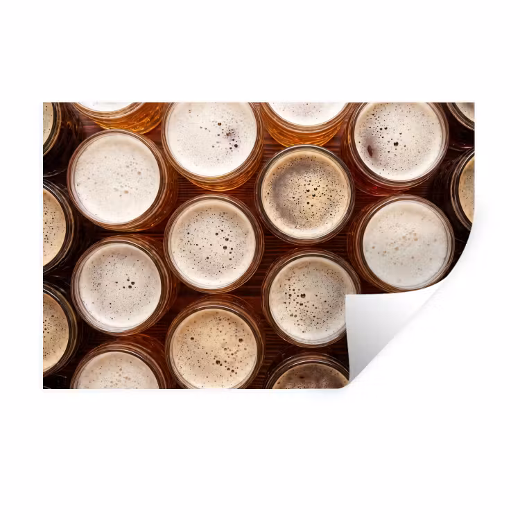 Muursticker - Eten - Glazen - Drank - Patroon - Bruin — 1