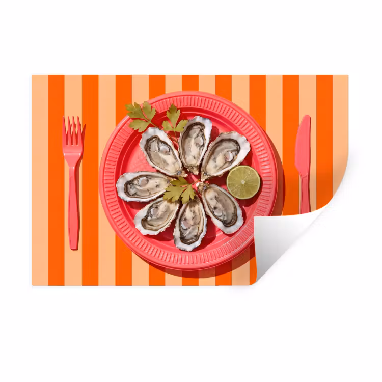 Muursticker - Eten - Oester - Zeevruchten - Oranje - Modern — 1