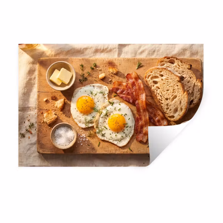 Muursticker - Eten - Ontbijt - Hout - Rustiek - Geel — 1