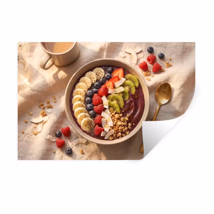 Muursticker - Eten - Ontbijtkom - Fruit - Gezond - Kleurrijk — 1