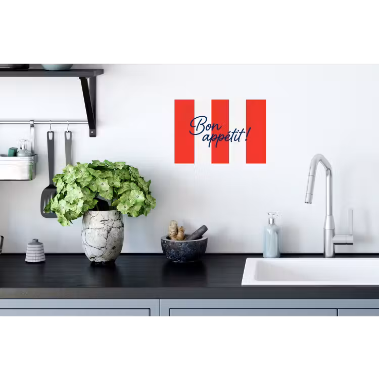 Muursticker - Eten - Spreuk - Keuken - Grafisch - Rood-Wit — 2