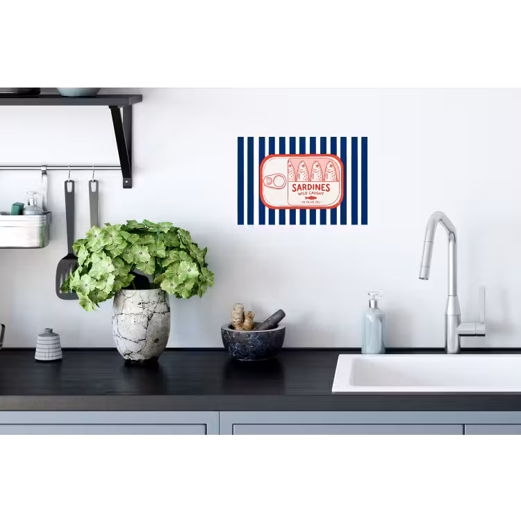 Muursticker - Eten - Vis - Blik - Illustratie - Rood — 2