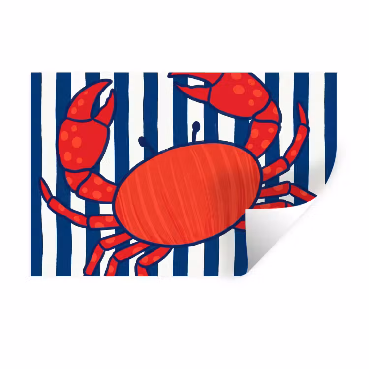 Muursticker - Krab - Strepen - Zeeleven - Illustratie - Rood — 1
