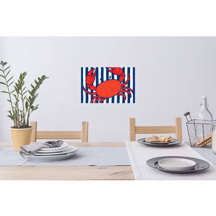 Muursticker - Krab - Strepen - Zeeleven - Illustratie - Rood — 3