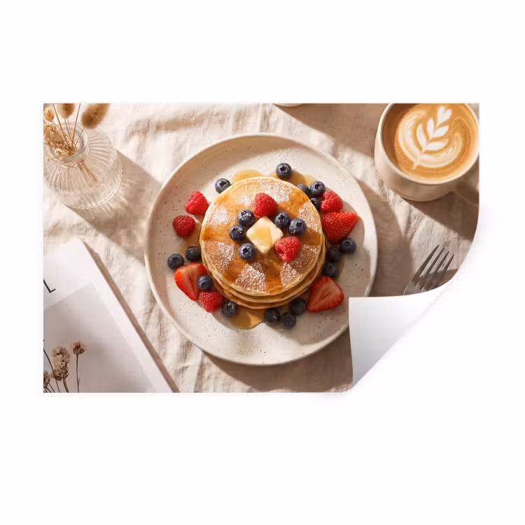 Muursticker - Pannenkoeken - Bessen - Ontbijt - Modern - Beige — 1