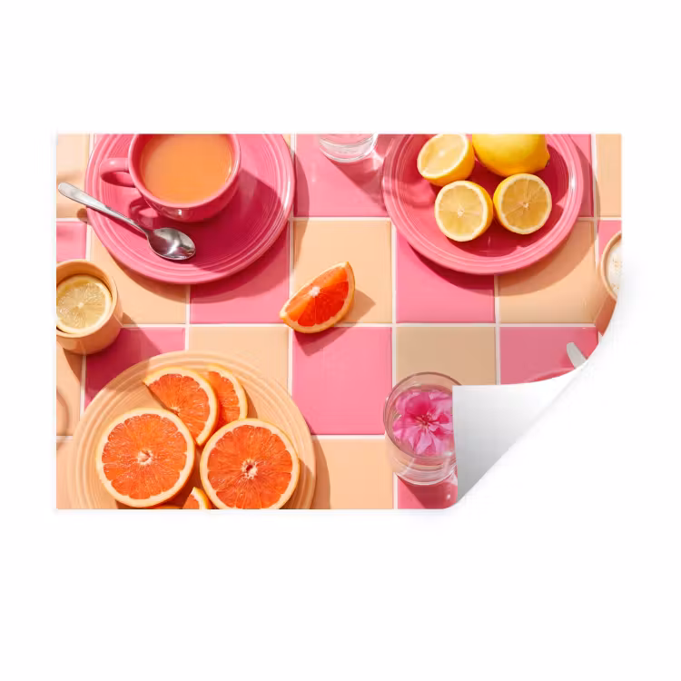 Muursticker - Eten - Citrusvruchten - Stillevens - Roze - Oranje — 1