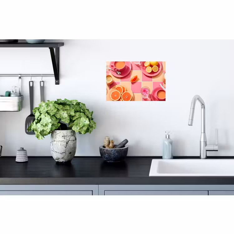 Muursticker - Eten - Citrusvruchten - Stillevens - Roze - Oranje — 2