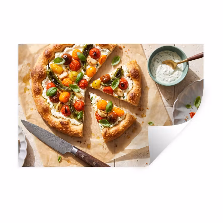 Muursticker - Eten - Tomaten - Basilicum - Maaltijd - Vers — 1