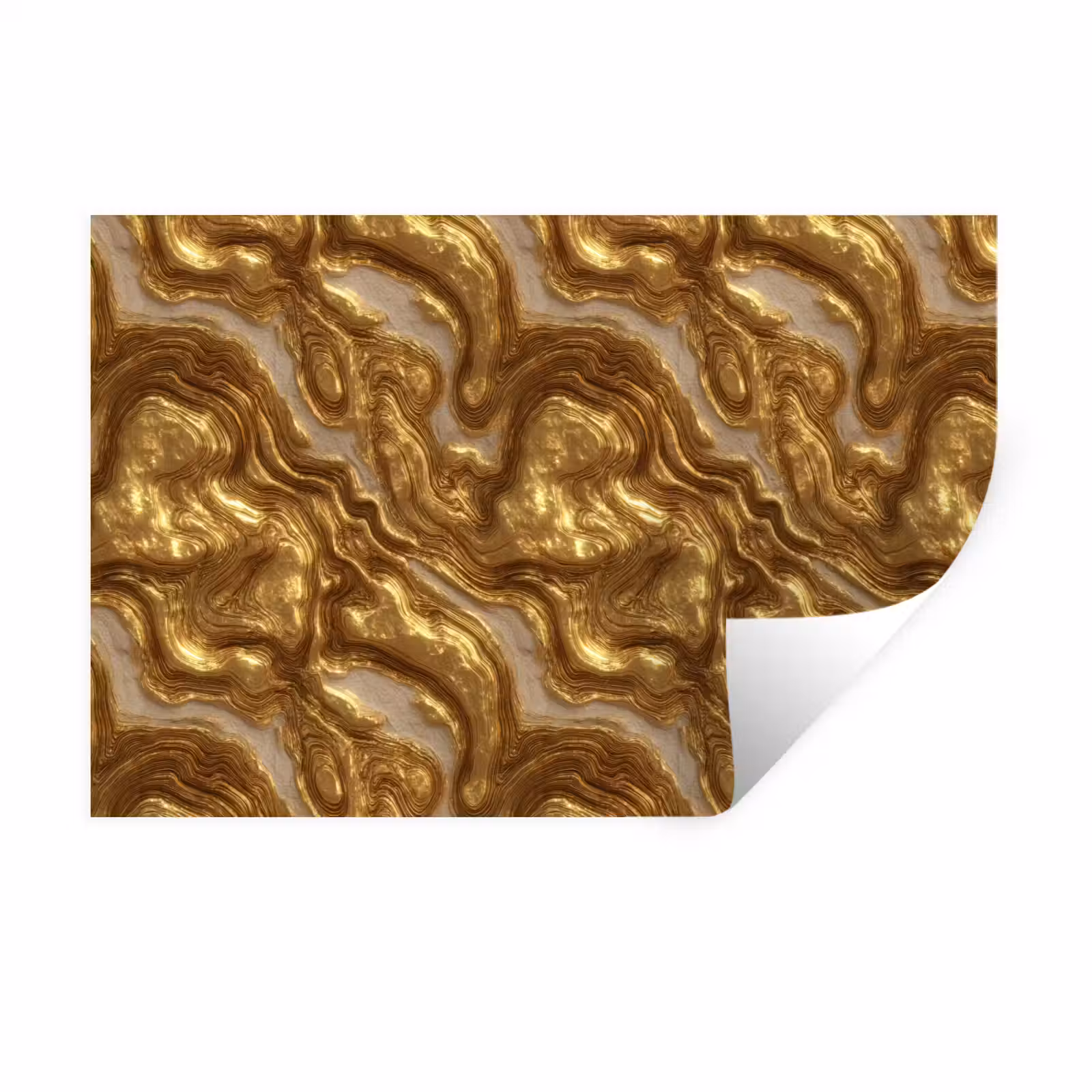 Muursticker - Golven - Organisch - Goud - Crème — 1
