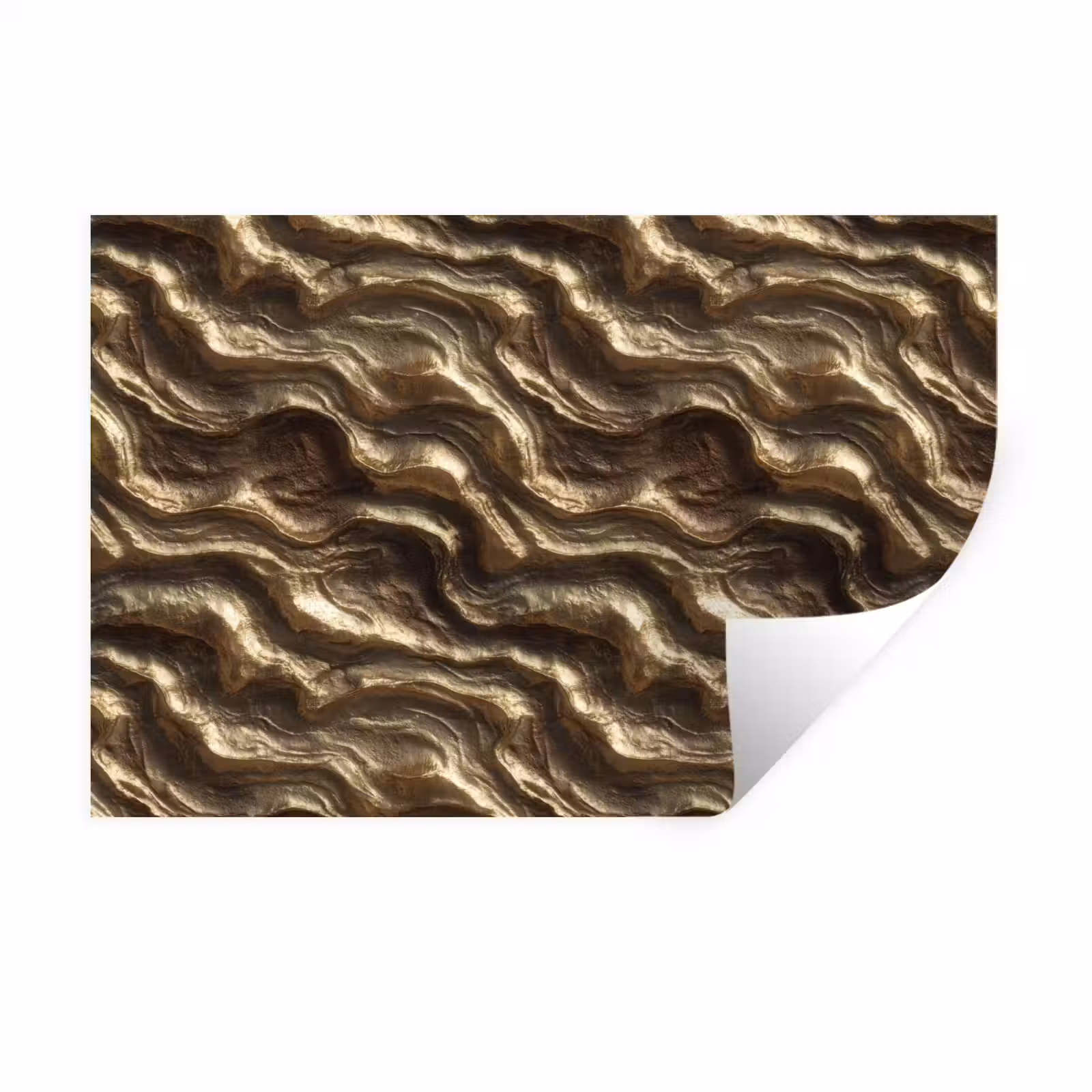Muursticker - Reliëf - Golven - Abstract - Bronsgoud — 1