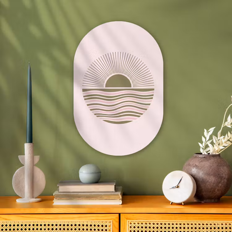 Muurovaal - Kunststof - Zon - Zee - Abstract - Modern - Roze — 2