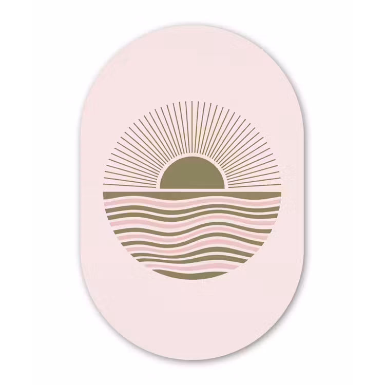 Muurovaal - Kunststof - Zon - Zee - Abstract - Modern - Roze — 3