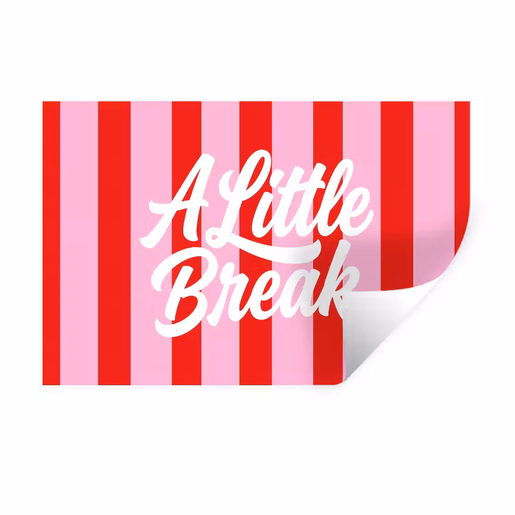 Muursticker - A Little Break - Strepen - Rood - Roze — 1